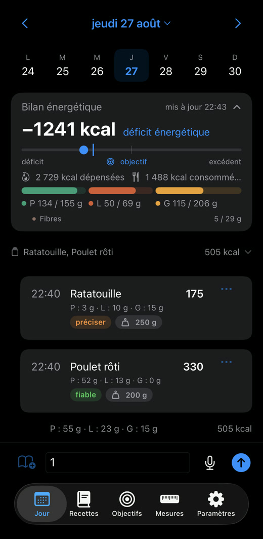 Fiteo en français — poulet rôti et ratatouille